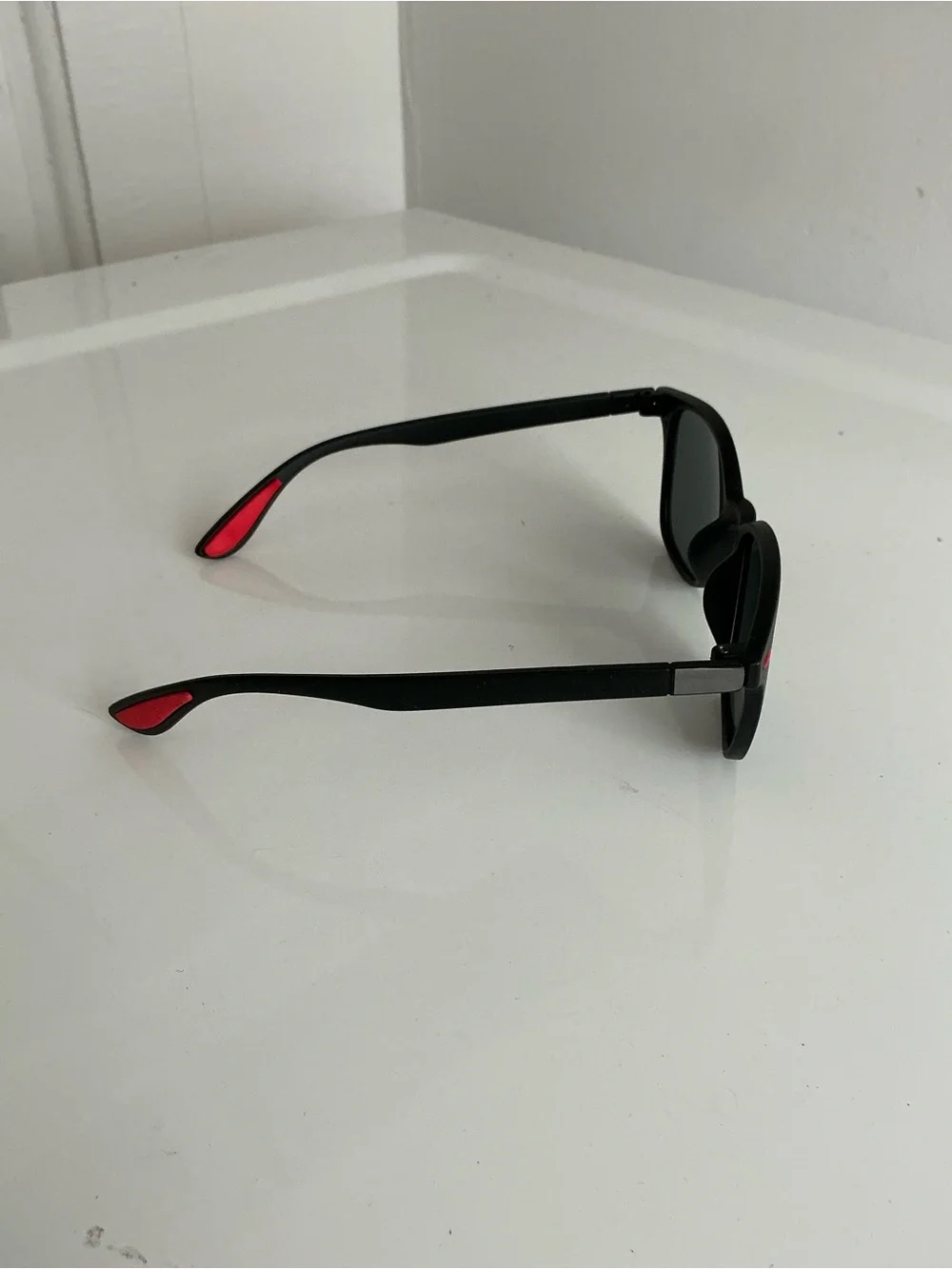 Men's Black Sunglasses with Red Accents